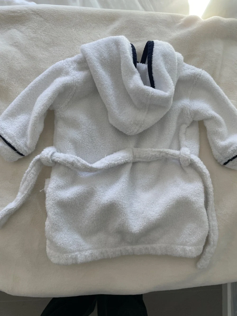 MONICA + ANDY Terry Cloth White Baby Bath Robe 0-6 month Navy
